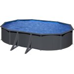 Gre - kit piscine hors sol acier ovale grise anthracite - 527m x 327m x h: 122m (livr�e avec filtre � ...