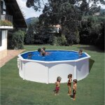 Gre - kit piscine hors sol acier ronde blanche - �370 x h122 cm (livr�e avec filtre � cartouche + �chelle) ...