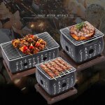 Grill de style japonais portable avec grille m�tallique et plateau de base po�le de table pour barbecue ...
