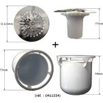 Ensemble siphon capot grille et tasse pour bonde de douche diamtre 90