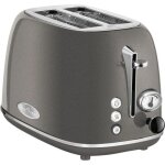 Grille - pain  fente large 2 tranches design vintage 3 fonctions 6 niveaux proficook ta 1193 800w gris ...