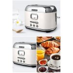 Grille - pain retro vintage design 2 tranches 1000w couleur blanc et inox