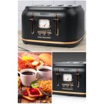 Grille - pain retro vintage design 4 tranches 1800w couleur noir et dore