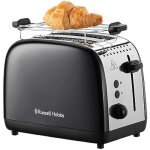 Grille - pain - russell hobbs - colours plus - inox noir - 2 tranches - 6 niveaux de brunissage