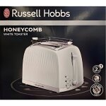Grille - pain russell hobbs honeycomb blanc - 2 fentes extra larges et 6 niveaux de brunissage