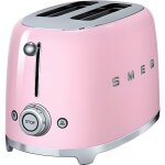 Grille - pain smeg tsf01pkeu rose - 2 fentes extra - large - tiroir ramasse - miettes amovible