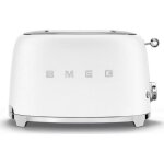 Grille - pain smeg tsf01whmeu blanc mat - 2 tranches - 6 niveaux de dorage - fonction d�givrage