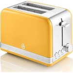 Retro grille - pain � fente large 2 tranches 3 fonctions 6 niveaux vintage swan st19010yeln 800w jaune ...