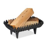 Relaxdays panier  bches pour chemine hxlxp : 15 x 37 x 26 cm fonte massive porte - bches sur pieds ...