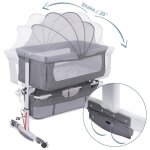 Gris berceau cododo pour b�b� 0 - 3 ans willonin� lit dappoint mobile � roulettes hauteur r�glable � ...