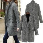 Gris - manteau chaud dhiver pour femmes manches longues