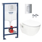 Grohe pack wc b�ti - support rapid sl + wc sans bride sat + abattant softclose + plaque chrome (rapidsl ...