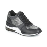 Baskets femme - guess - janett - gris / noir - semelle compense 5 cm - effet paillet