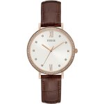 Montre - guess - grace - 38mm - cuir marron - cadran blanc - quartz