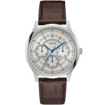 Guess homme 43mm bracelet cuir boitier acier inoxydable quartz montre w1181g1