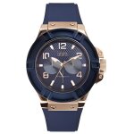 Montre - guess - rigor w0247g3 - m�tal dor� rose - cadran bleu - sportive pour homme