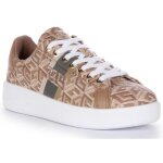 Guess reyhana baskets � lacets g cube logo imprim� en simili - cuir pour femmes en taupe (taupe 41)