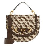 Guess sac � �paule bandouli�re beige marron pour femme - izzy flap saddle bag brown logo 239064