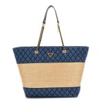Guess sac shopper bleu beige pour femme delfa tote natural / denim 273662