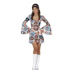 Costume disco annes 70 - guirca - fleurs bleues - femme - multicolor - adulte