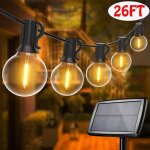 Guirlande guinguette extrieure solaire 26ft guirlande lumineuse vec25 + 1 led g40 ampoules 4 modes dclairage ...