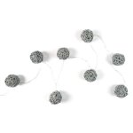 Guirlande lumineuse 8 led boule rotin 156cm gris