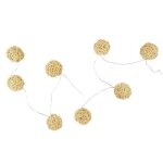 Guirlande lumineuse 8 led boule rotin 156cm naturel