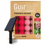Guirlande lumineuse boules dext�rieur solaire guinguette led - �tanche - 32 boules 64m - cerise
