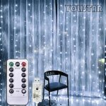 Guirlande lumineuse exterieur 3m * 3m 300 led guirlande guinguette 8 mode guirlande led blanc froid