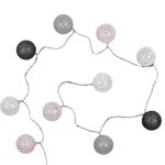 Guirlande lumineuse  led - paris prix - 10 boules - 175 cm - gris rose & blanc - piles aa