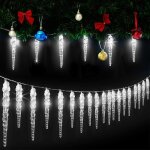 Guirlande lumineuse led stalactites nol blanc intrieur extrieur monzana