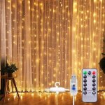 Guirlande lumineuse rideau 300 led lumineux 3m * 3m 8 modes blanc chaud avec télécommande décoration ... Guirlande lumineuse rideau 300 led lumineux 3m * 3m 8 modes blanc chaud avec télécommande décoration ...