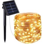 Guirlande lumineuse solaire en cuivre 100 micro led blanc chaud skinny solar 11. 9m 8 modes - lumi jardin ...
