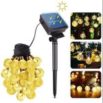 Guirlande lumineuse solaire extrieur 65m 30leds guirlande boule 8 modes led blanc chaude dcoration ...