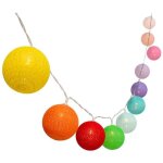 Guirlande lumineuse solaire - lumisky - mimy colors solar - 3. 80 m - boules de coton - 10 ampoules - ...