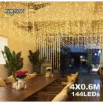 Guirlande lumineuse - zgeer - rideau lumineux led 4m x 0. 6m - 144 led - 8 modes - imperm�able