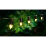 Guirlande solaire cage keny - lumijardin - 10 ampoules led - 38 m - ext�rieur