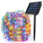 Guirlande lumineuse solaire en fil cuivre 20m 200 led - jormftte - quadricolore
