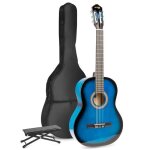Guitare acoustique classique max soloart avec repose - pied - bleu