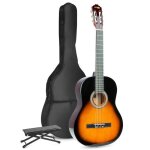 Guitare acoustique classique max soloart avec repose - pied - sunburst
