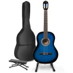 Guitare acoustique classique max soloart avec support et repose - pied - bleu