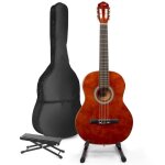 Guitare acoustique classique max soloart avec support et repose - pied - marron
