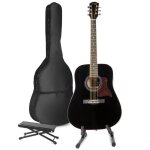 Guitare acoustique occidentale max solojam avec support et repose - pied - noir