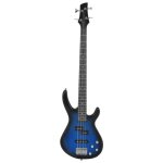 Guitare basse lectrique - mothinessto - dbutants - bleu dgrad et noir - bois massif - sac pratique ...