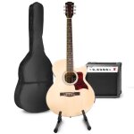 Guitare lectrique acoustique max showkit avec amplificateur et support de guitare - bois