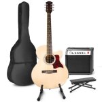 Guitare lectrique acoustique max showkit avec amplificateur support de guitare et repose - pied - bois ...
