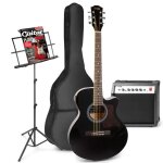 Guitare �lectrique acoustique max showkit - noir - set complet avec amplificateur et pupitre