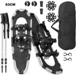 Gymax ensemble de raquettes � neige l�g�res 63cm fixation � double cliquet b�tons de randonn�e et sac ...