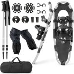 Gymax ensemble de raquettes � neige l�g�res 76cm fixation � double cliquet b�tons de randonn�e et sac ...