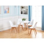 H. j wedoo ensemble table � manger de 2 � 4 personnes blanc + 4 chaises scandinaves blanches - 54 * 54 ...
